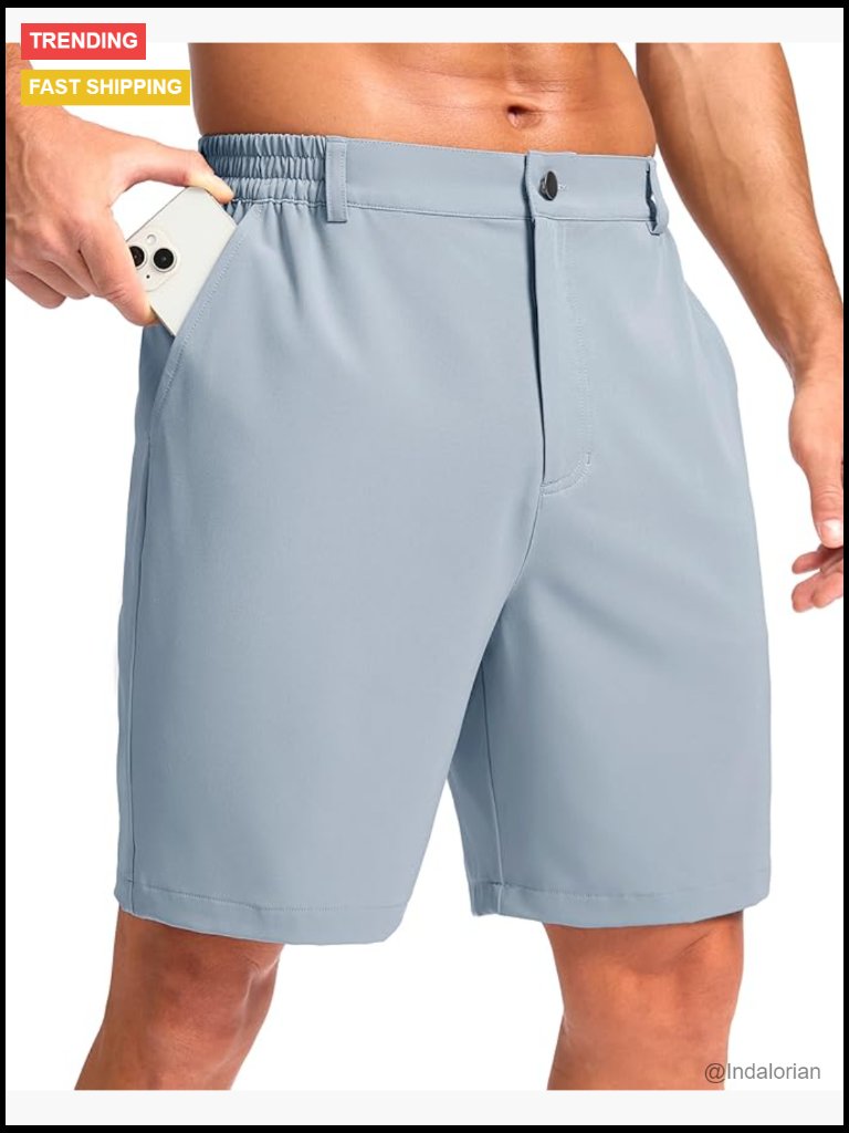 Men's Stretch Quick Dry Golf Shorts With 3 Pockets Lightweight Polyester